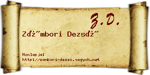 Zámbori Dezső névjegykártya